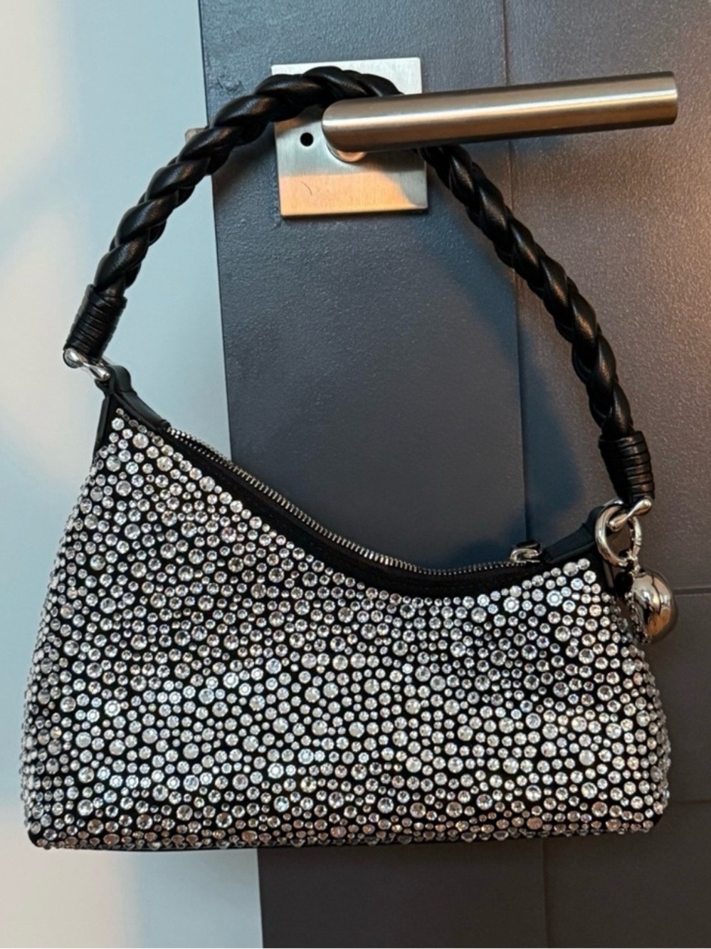 Taylor Swift Aupen Crystal-Embellished bag with leather braided handle & trim